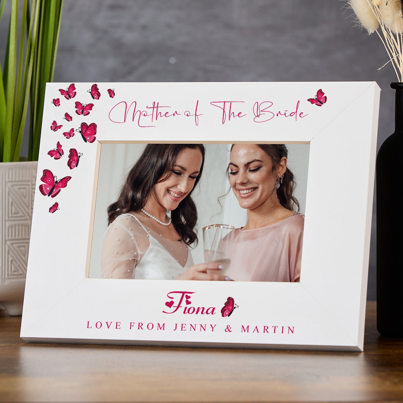 Personalised Thank you Mother Of The Bride White Photo Frame Gift With Butterflies Photo Frame ukgiftstoreonline Landscape