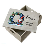 Personalised Large Christmas Eve Box Heart Crate With Gnome Lettering