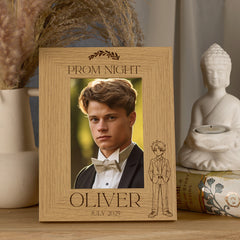 Personalised Wooden Engraved Photo Frames Prom Night Boy Multiple Sizes