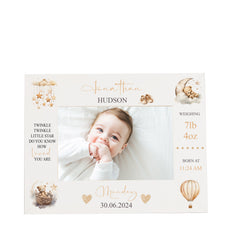 Personalised Baby Photo Frame With Birth Details and Cute Teddy Design
