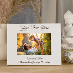 Personalised Wooden Photo Frames Custom Engraved Any Message Multiple Sizes Cursive Text