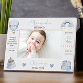 Personalised Baby Boy Photo Frame With Birth Details and Cute Watercolour Design