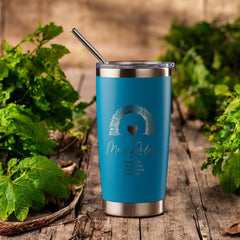 Personalised Teacher Gift Engraved Thermal Travel Mug With Books and Pencil Rainbow