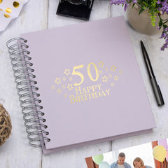 Large 50th Birthday Photo Album Memory Keepsake Gift With Stars Multiple Colours