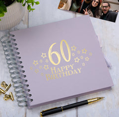60th Birthday Memory Scrapbook Album With Star Design Various Colours Available