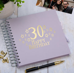30th Birthday Memory Scrapbook Album With Star Design Various Colours Available
