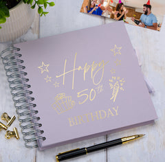 50th Birthday Memory Scrapbook Album With Present Design Various Colours Available