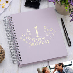 Large 1st Birthday Photo Album Memory Keepsake Gift With Stars Photo Album ukgiftstoreonline Lilac 4x6 Inch Album