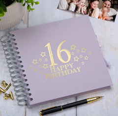 16th Birthday Memory Scrapbook Album With Star Design Various Colours Available
