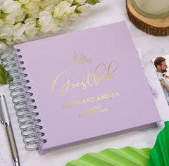 Personalised Custom Foil Wedding Guestbook With Delicate Leaves and Multiple Colours