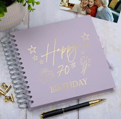 70th Birthday Memory Scrapbook Album With Present Design Various Colours Available