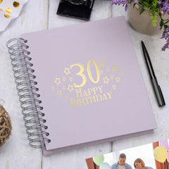 Large 30th Birthday Photo Album Memory Keepsake Gift With Stars Multiple Colours Photo Album ukgiftstoreonline Lilac 4x6 Inch Album