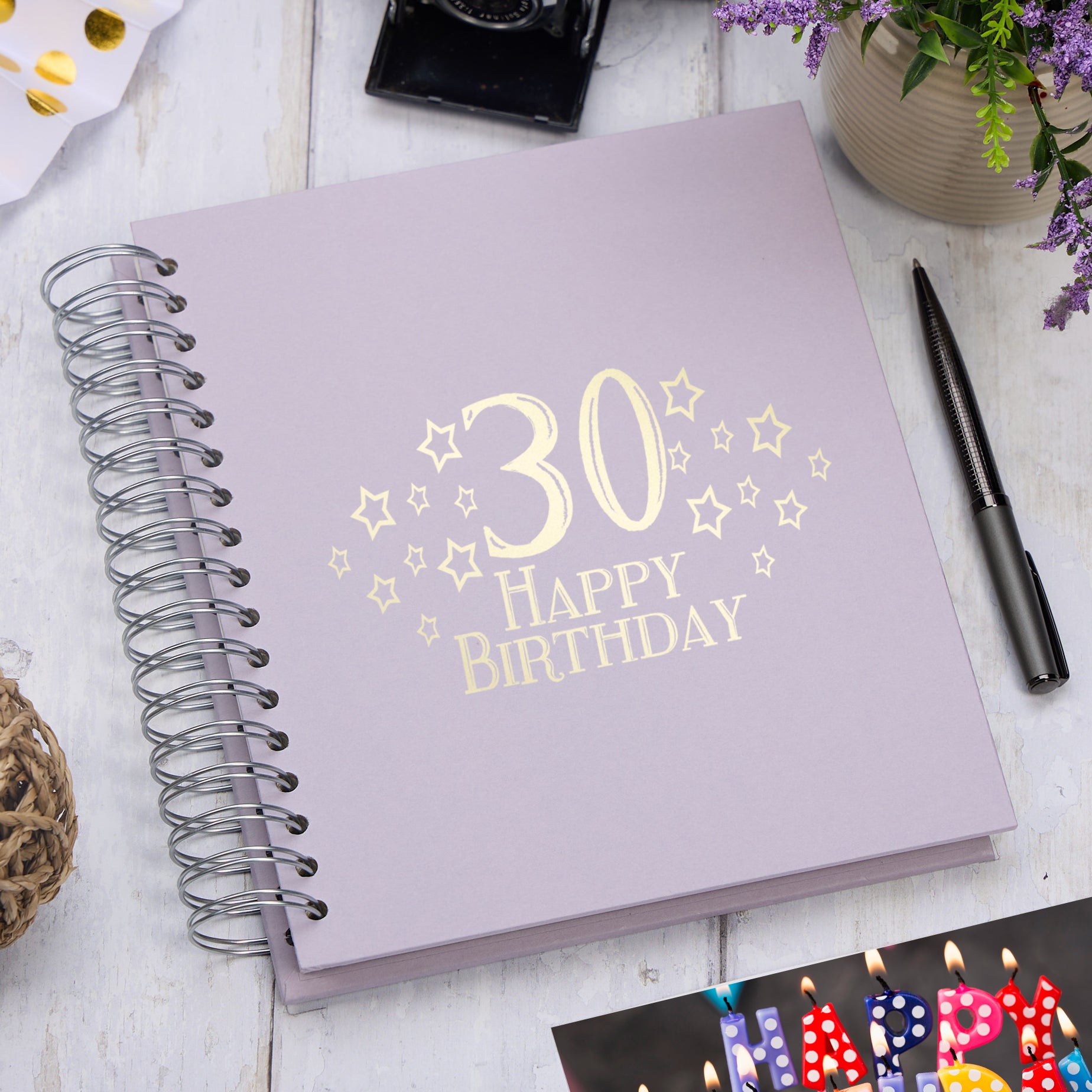 30th Birthday Memory Photo Album Star Design With Various Colours Photo Album ukgiftstoreonline Lilac 4x6 Inch Album