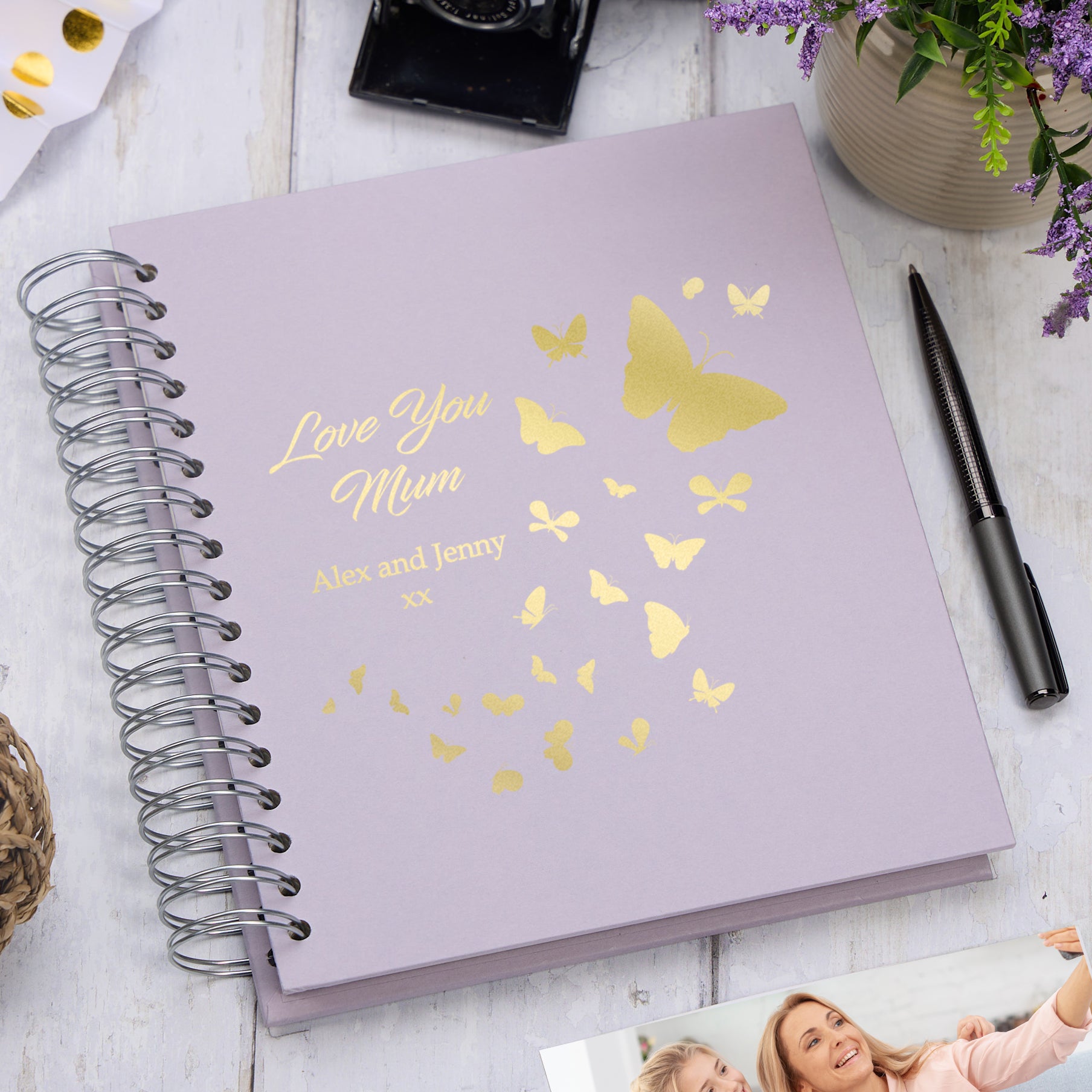 Large Personalised Mum Photo Album Memory Keepsake Gift Multiple Colours With butterflies Photo Album ukgiftstoreonline