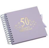 Wholesale Trade Pack of 10 - 50th Birthday Scrapbooks With Star Design Birthday Photo Album ukgiftstoreonline Lilac