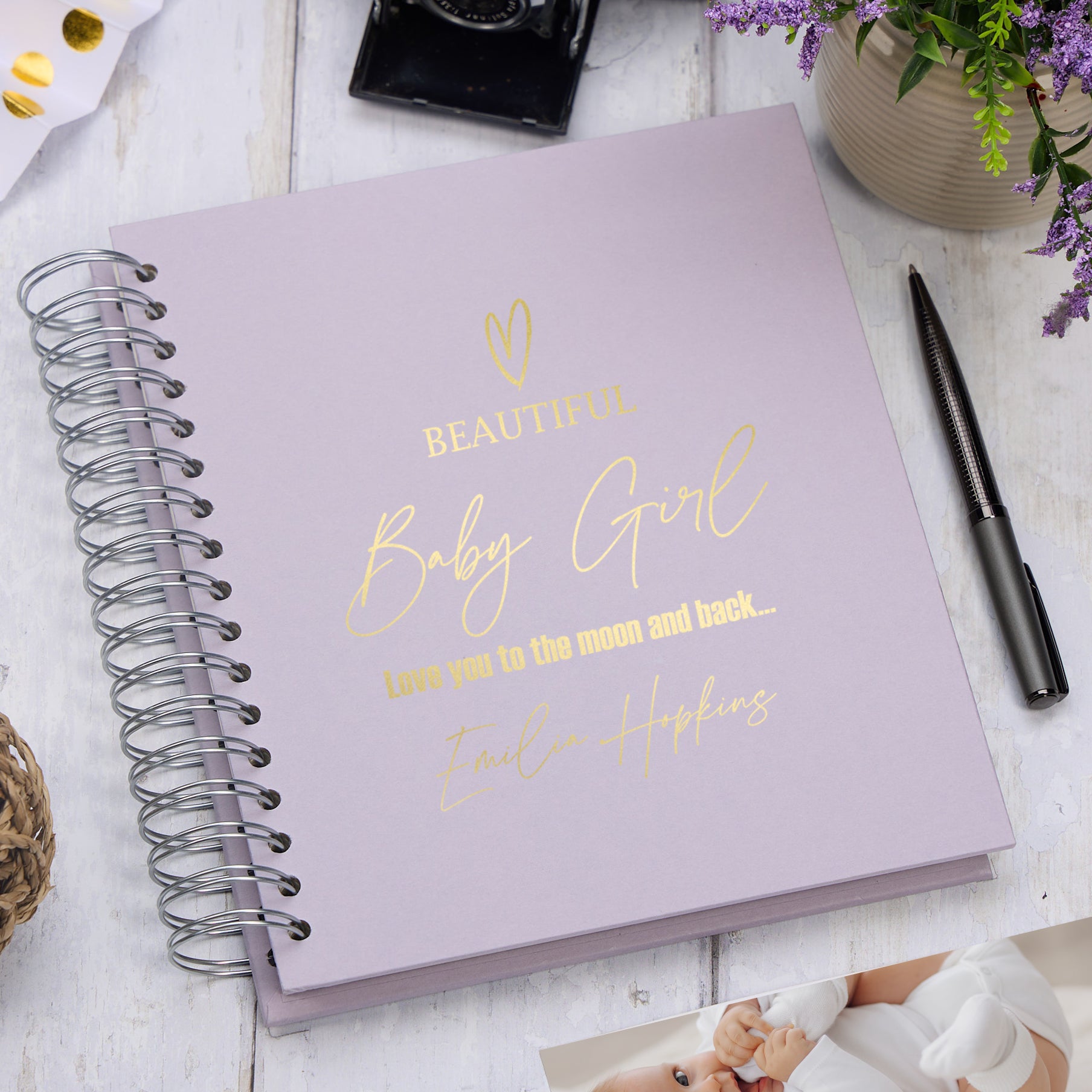 Large Personalised Baby Girl Photo Album Memory Keepsake Gift Multiple Colours Photo Album ukgiftstoreonline