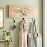 Personalised Wedding Gift Wooden Key or Coat Hook For Couple Mr and Mrs Floral Design ukgiftstoreonline