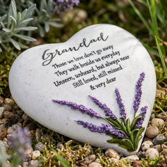 Grandad Graveside Lavender Heart Stone Memorial Plaque, Grave Ornament Tribute, Gift ukgiftstoreonline