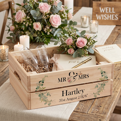 Personalised Wedding Crate, Wooden Mr and Mrs Crate, Wedding Hamper Decor storage crate ukgiftstoreonline