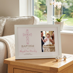 Personalised Girl Baptism Ornate Cross Design Photo Frame Baptism Photo Frame ukgiftstoreonline
