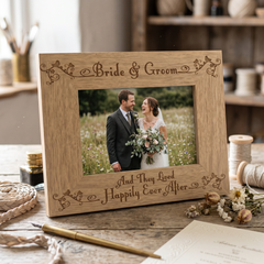 Bride and Groom Wedding Engraved Wooden Photo Frame Gift for Couple wedding photo frame ukgiftstoreonline