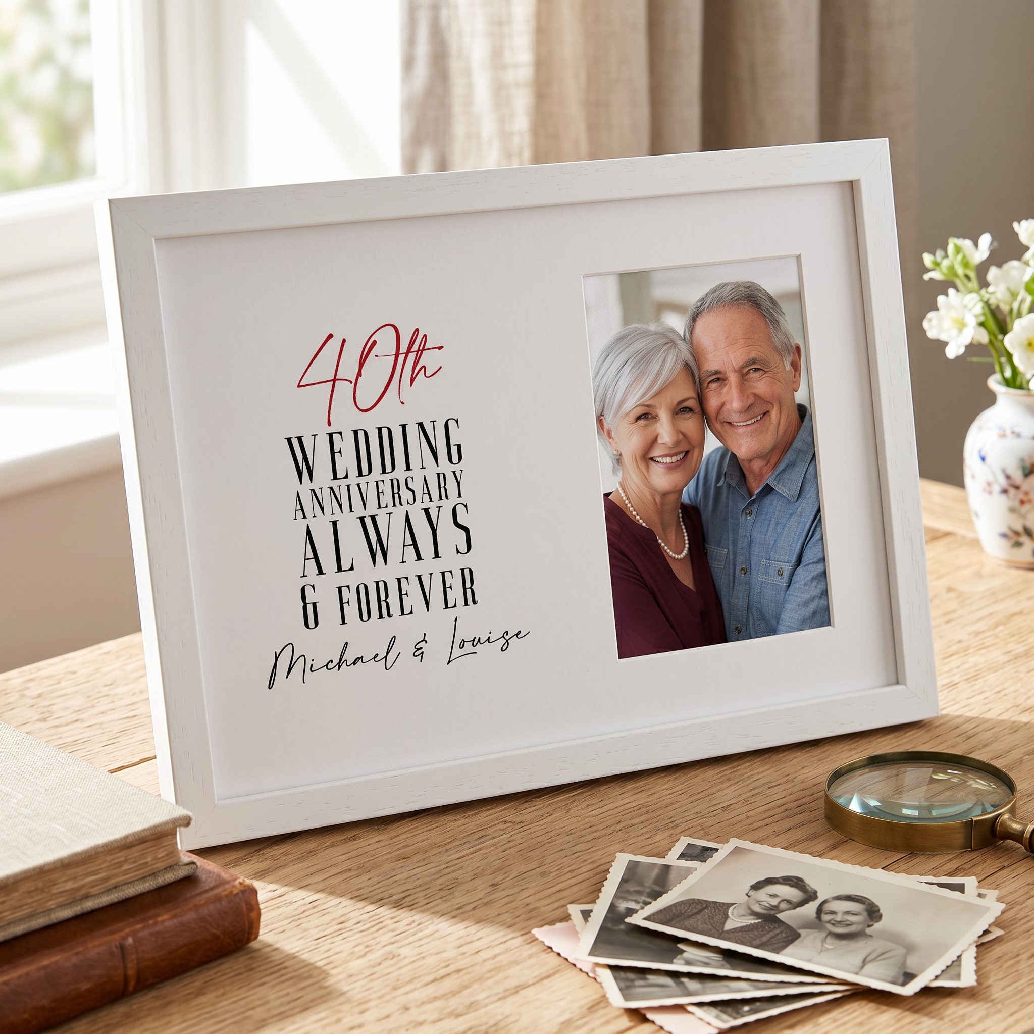 Personalised 40th Wedding Anniversary Photo Frame Gift For Couple Anniversary Photo Frame ukgiftstoreonline