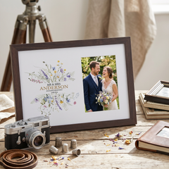 Personalised Wedding Photo Frame – Wooden 6x4 Wildflower Keepsake Gift Photo Frame ukgiftstoreonline Walnut