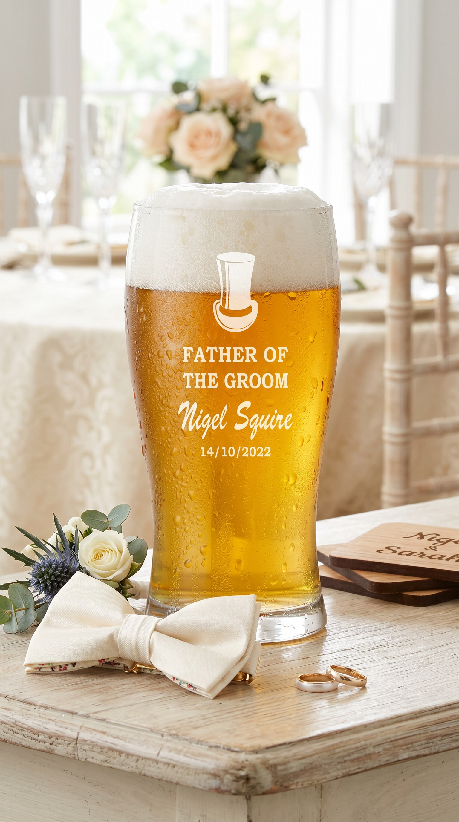 Personalised Beer Glass Wedding Favour Gift Best Man Usher Father Of The Groom personalised beer glasses ukgiftstoreonline