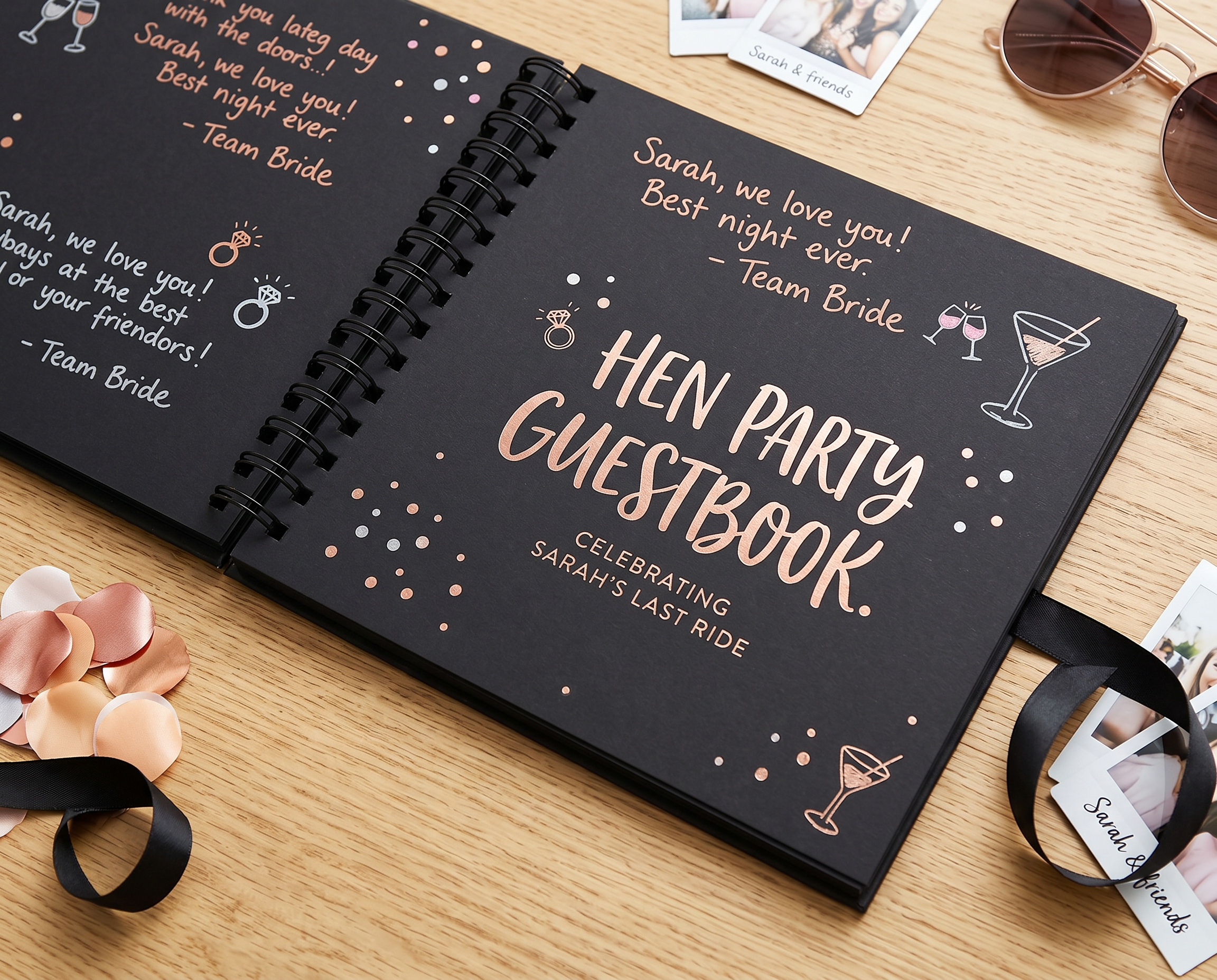 Personalised Team Bride Hen Party Scrapbook Photo Album Black Cover Scrapbook Guest Book ukgiftstoreonline