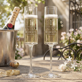 Pair Of Modern and Elegant Personalised 1st anniversary Tall Champagne Prosecco Glasses Gift Champagne Glasses ukgiftstoreonline