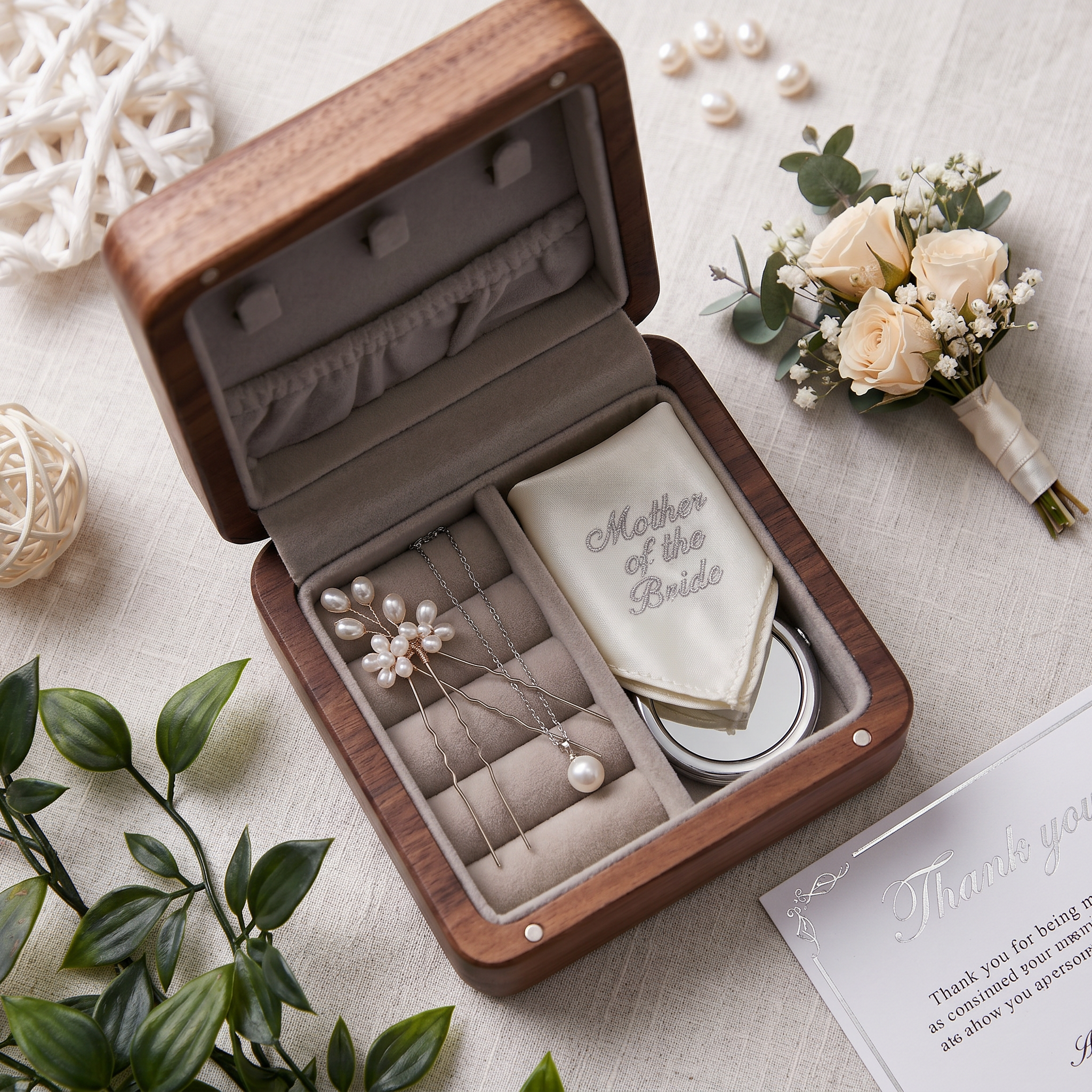 Engraved Walnut Jewellery Box - Personalised Mother Of The Bride Gift With Velvet Lined Case Personalised Jewellery Box ukgiftstoreonline
