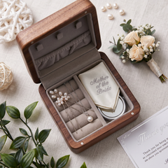 Engraved Walnut Jewellery Box - Personalised Mother Of The Bride Gift With Velvet Lined Case Personalised Jewellery Box ukgiftstoreonline
