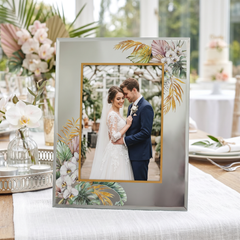 Tropical Glass Photo Frame – 5x7 Photo Frame With Mirror Silver & Copper Foil Border photo frame ukgiftstoreonline