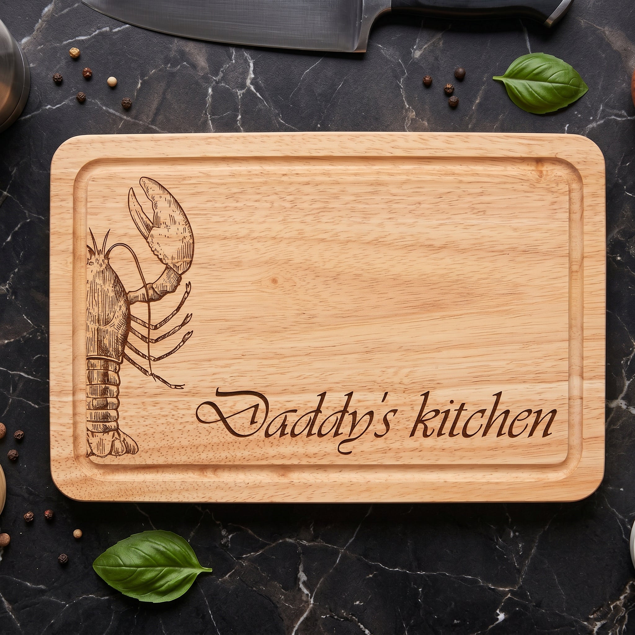 Lobster Themed Engraved Solid Wooden Chopping Board with Optional Personalised Name Or Message chopping Board ukgiftstoreonline
