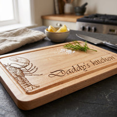 Lobster Themed Engraved Solid Wooden Chopping Board with Optional Personalised Name Or Message chopping Board ukgiftstoreonline
