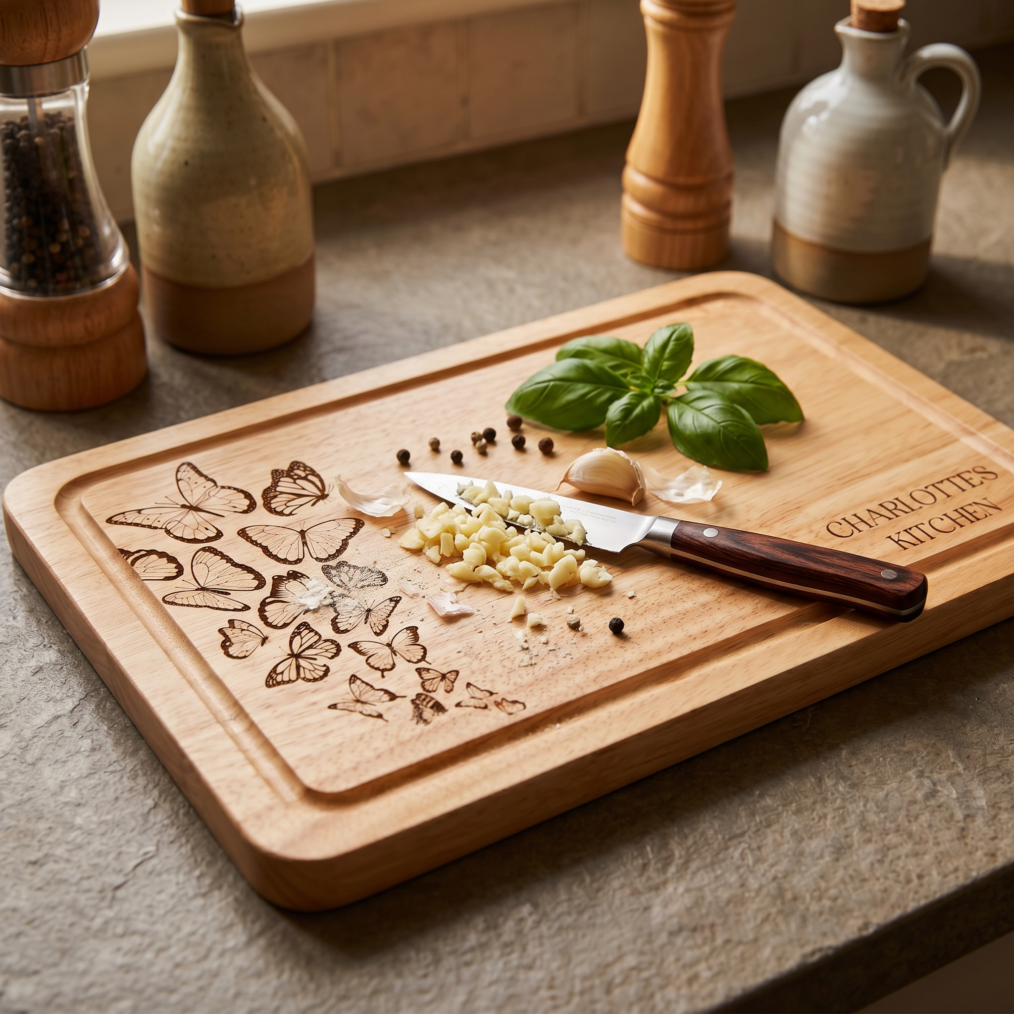 Butterfles Engraved Solid Wooden Chopping Board with Optional Personalisation For Any Occasion chopping Board ukgiftstoreonline