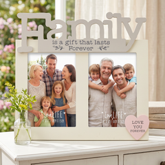 Family Photo Frame Gift With Double Aperture 6" x 4" Vintage Style With Sentiment photo frame ukgiftstoreonline