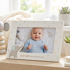 Baby Boy Photo Frame – Ceramic Nursery Frame 6x4 | Cute Elephant Baby Gift Baby Photo Frame ukgiftstoreonline