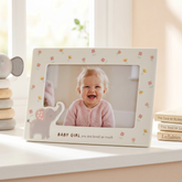 Ceramic Baby Photo Frame - Pink Elephant Baby Girl 6x4 Nursery Keepsake Baby Photo Frame ukgiftstoreonline