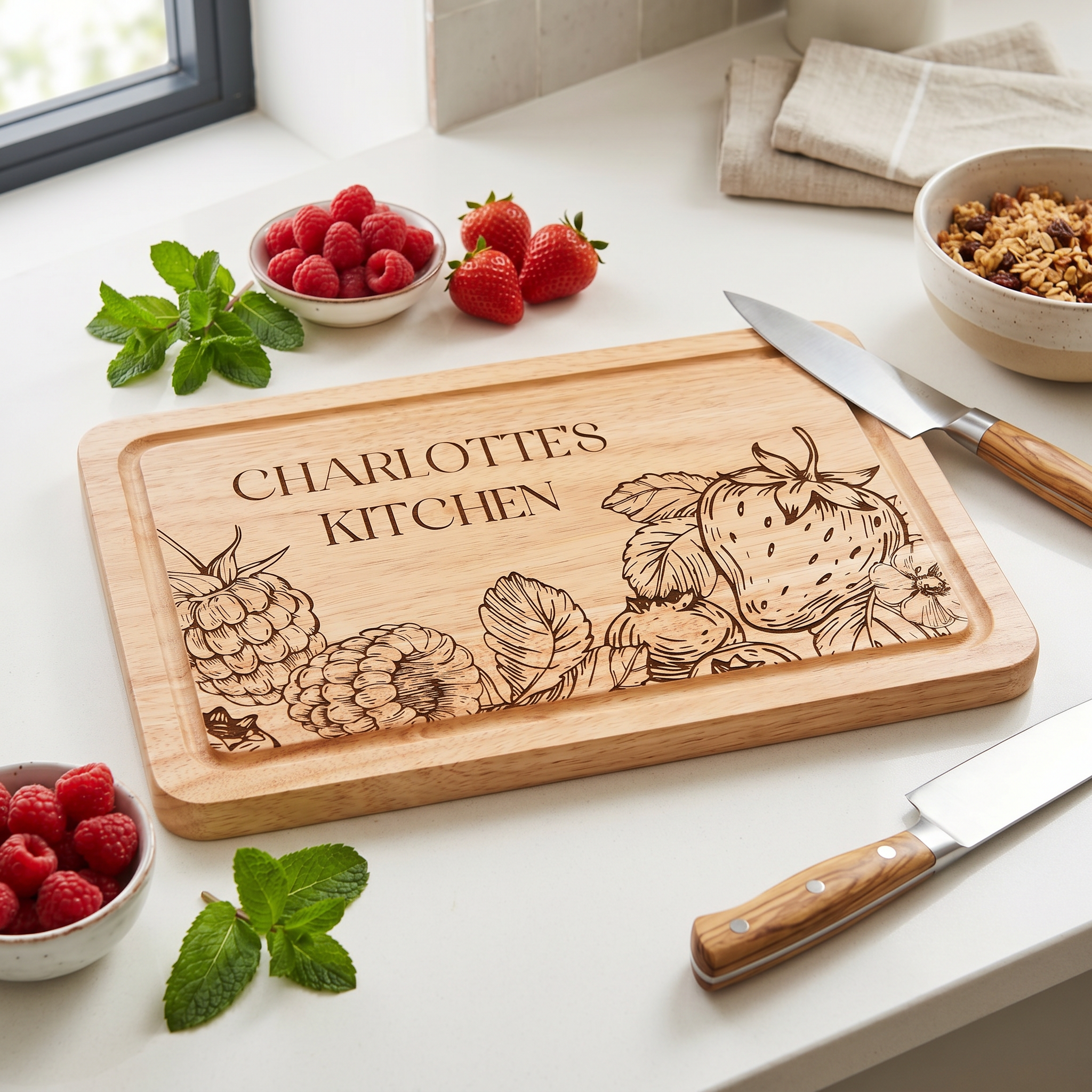Summer Fruits Engraved Solid Wooden Chopping Board with Optional Personalisation For Any Occasion chopping Board ukgiftstoreonline