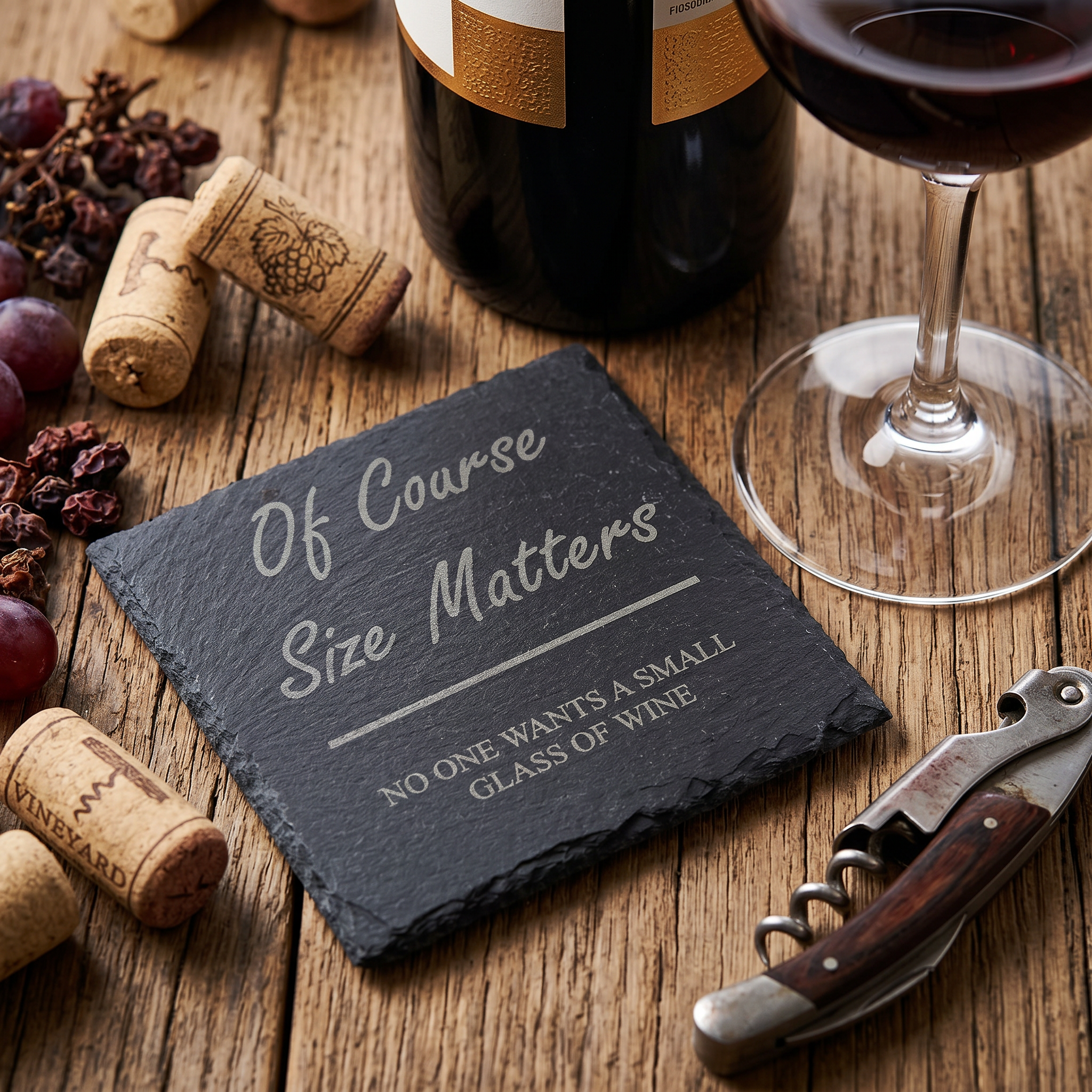 Funny Wine Gift: Slate Coaster for Women (10cm, Laser Engraved) Personalised Slate Marker ukgiftstoreonline