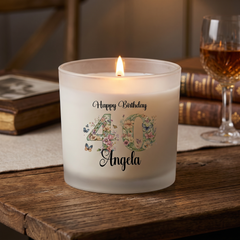 Personalised Birthday Large Candle Gift for Her | 18th 21st 30th 40th 50th 60th With Floral Numbers personalised Candle Lights ukgiftstoreonline