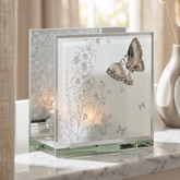 Silver Butterfly Glass Tealight Holder - Floral Gifting For Her & Homeware ukgiftstoreonline