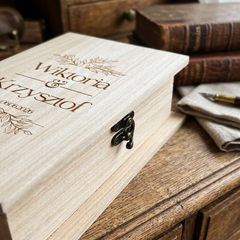 Personalised Gift Engraved Wooden Wedding Keepsake Memory Book Shape Box For Photos etc