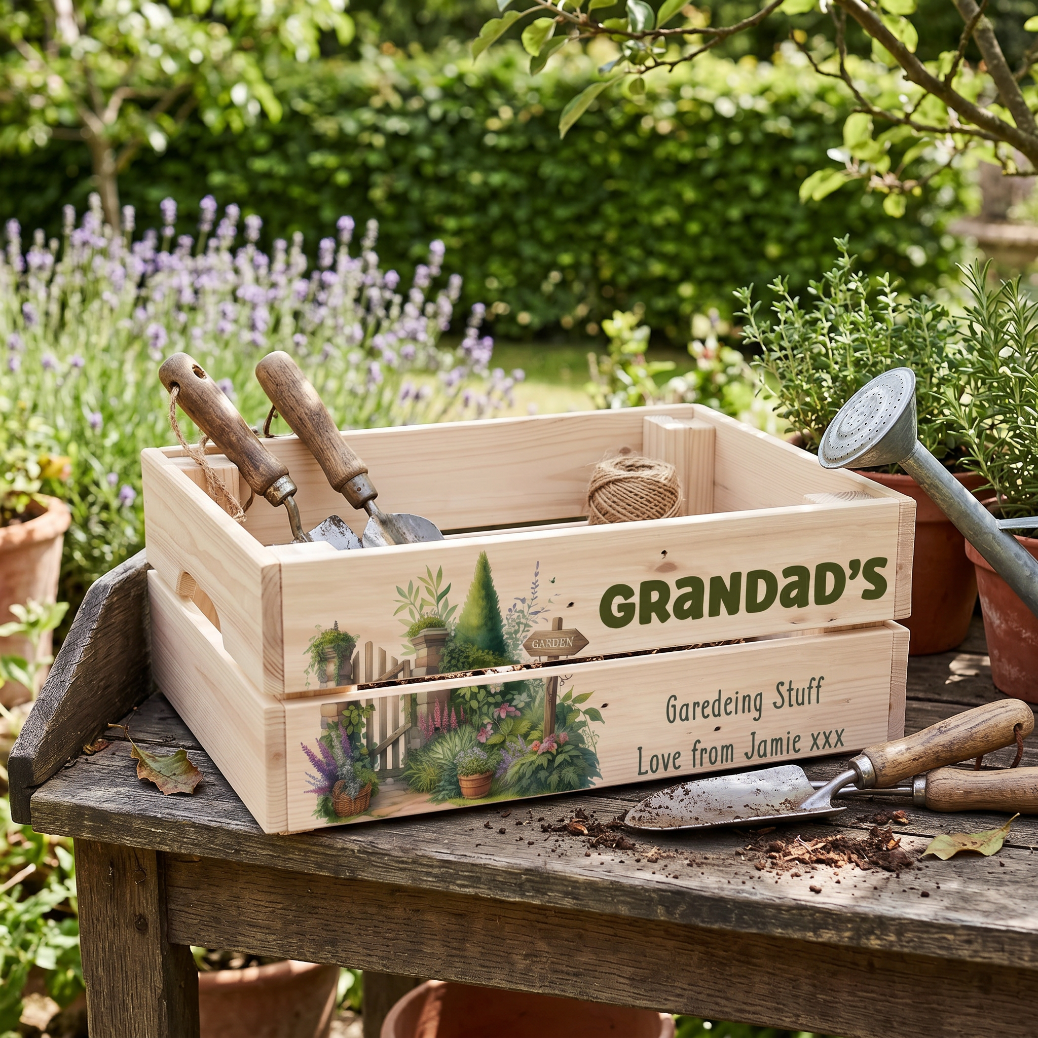Personalised Gardening Storage Crate Gift Keen Gardener Fathers Day Mothers Day Birthday or Anniversary storage crate ukgiftstoreonline