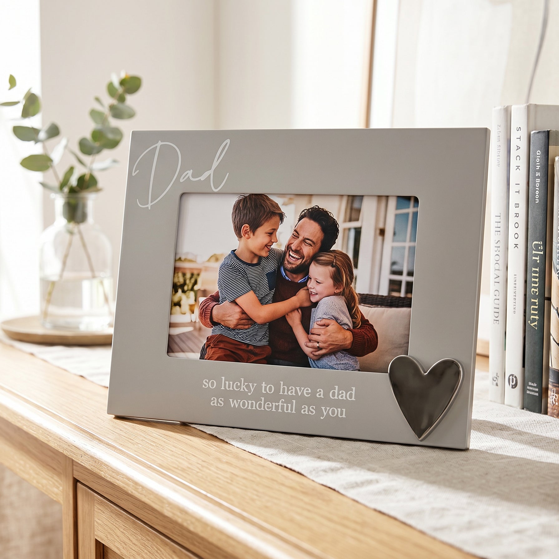 Dad Silver Heart Photo Frame 6'x4' Picture with Sentiment, Freestanding and Gift Boxed - Father's Day, Birthday or Christmas photo frame ukgiftstoreonline