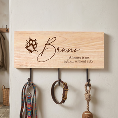 Personalised Engraved Wooden Dog Leash and Coat Hook ukgiftstoreonline