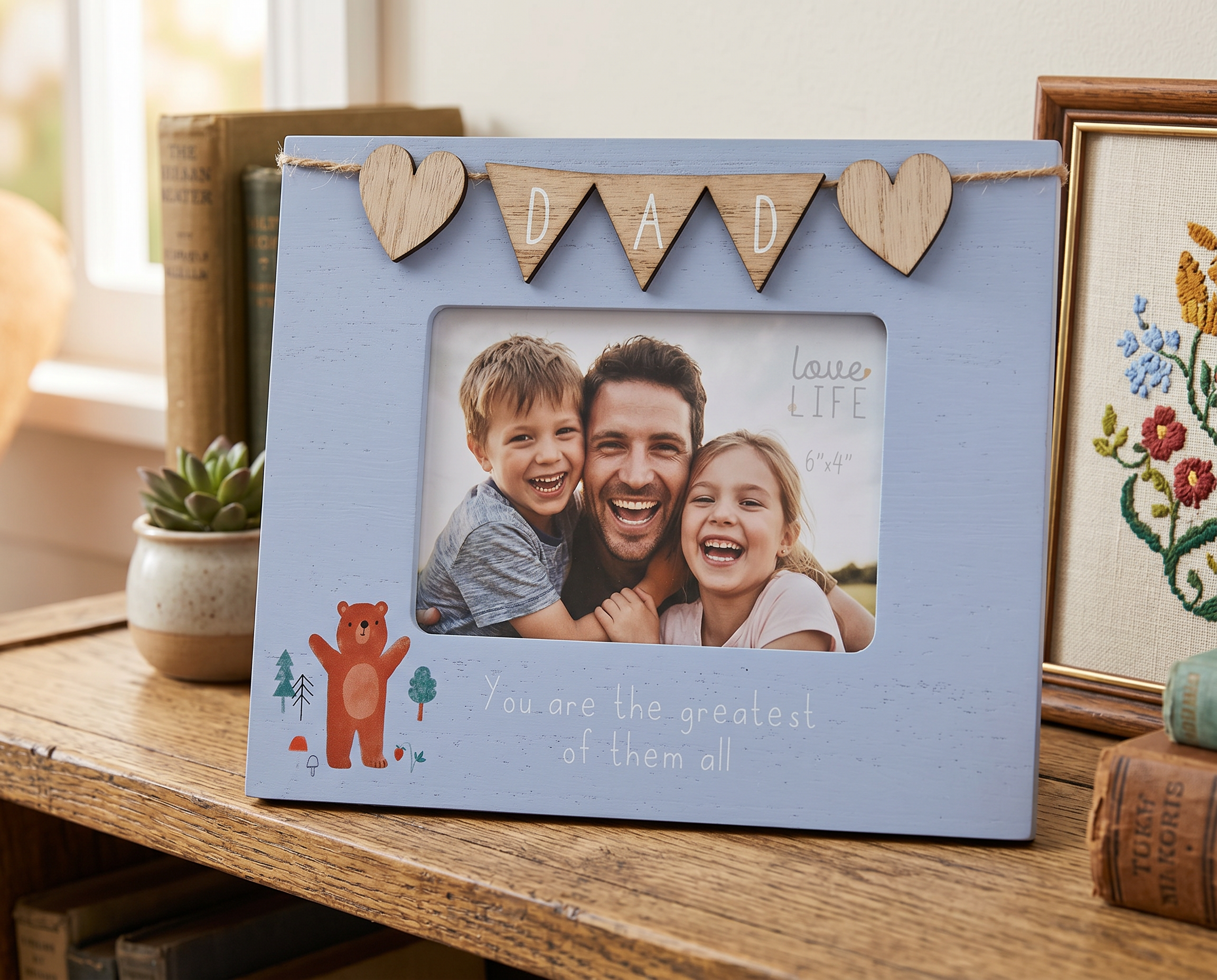Dad Photo Frame With Bunting 6'x4' Picture with Sentiment, Freestanding Father's Day, Birthday or Christmas photo frame ukgiftstoreonline