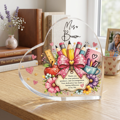 Personalised Teacher Gift Heart Block In Gift Box End of Term Leaving Thank You Gift