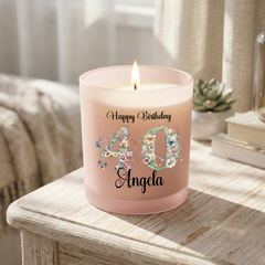 Personalised Landmark Birthday Candle Gift For Her Pink Jar Floral Numbers